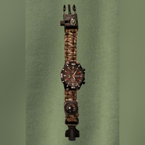 BRAND NEW SWISS ARMY 6 IN 1 PARACORD SURVIVAL/TACTICAL WRIST WATCH - Picture 2 of 10